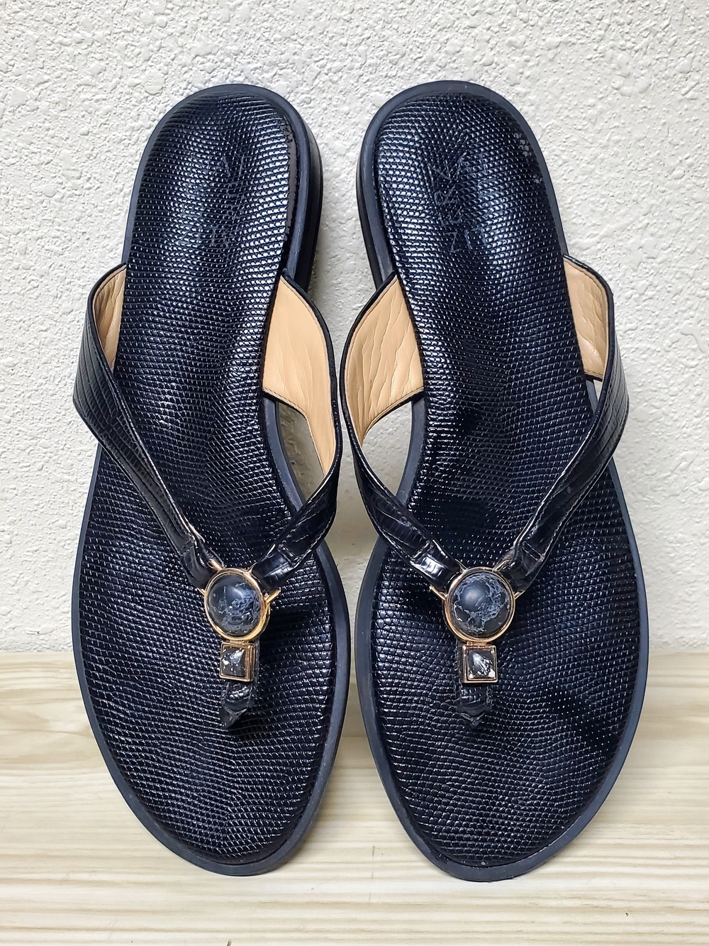 Naturalizer Black Thong Sandals with Gem Accent - Picture 7 of 10